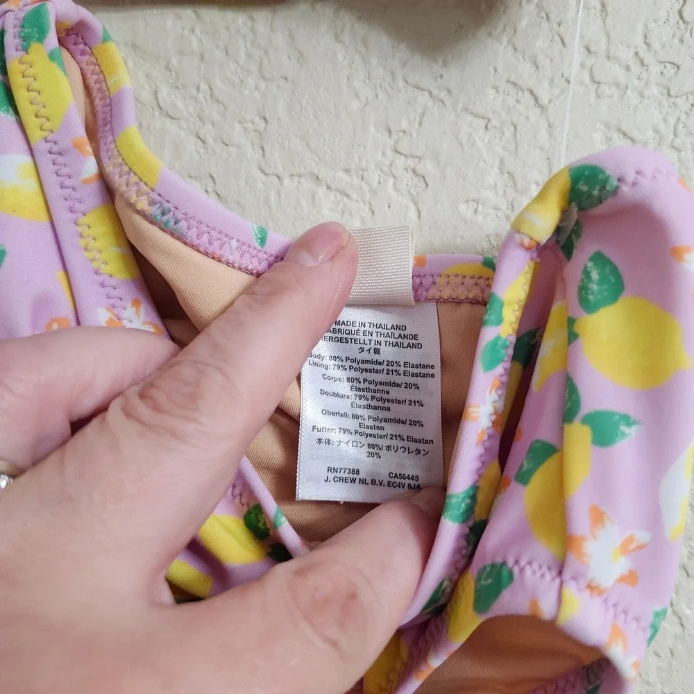 Crewcuts Girls Pink Lemon‎ Print Ruffle 2-Piece Bikini Swimsuit BX178 Size 2